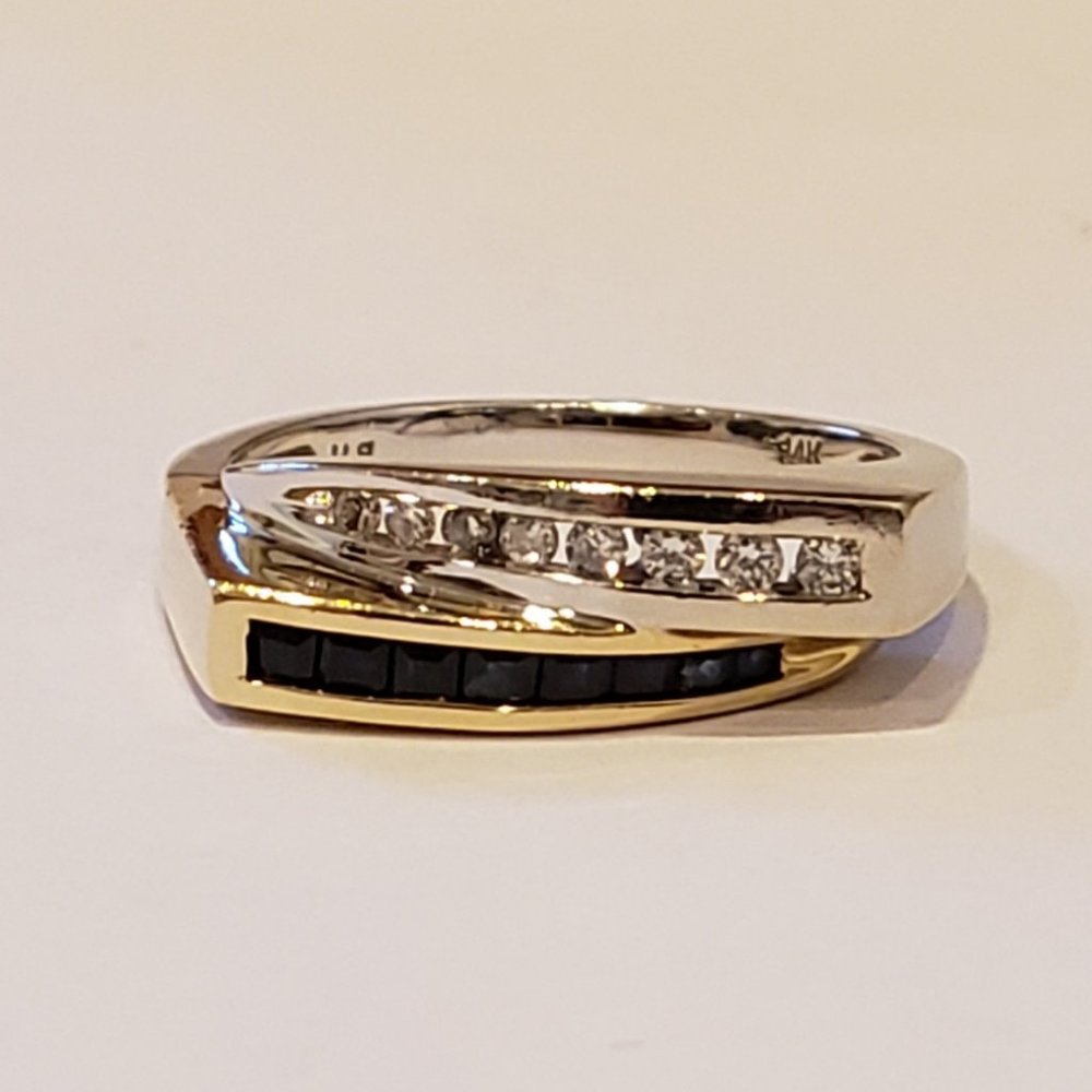 **SOLD**EFFY Diamond & Sapphire Ring Set in 2-Tone 14k Yellow & White Gold, 7.25
